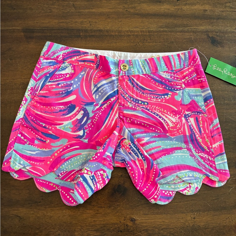 Lilly Pulitzer Buttercup Short Scalloped Magenta Oh My Guava Women’s 00 NWT